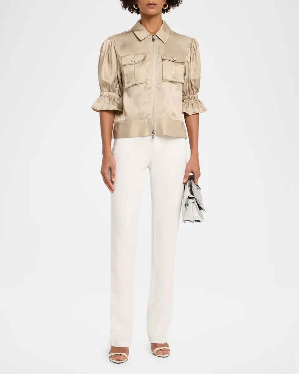 Cinq à Sept Holly Short-Sleeve Sateen Jacket | Thumbnail 2 Cinq à Sept Holly Short-Sleeve Sateen Jacket | Thumbnail 2
