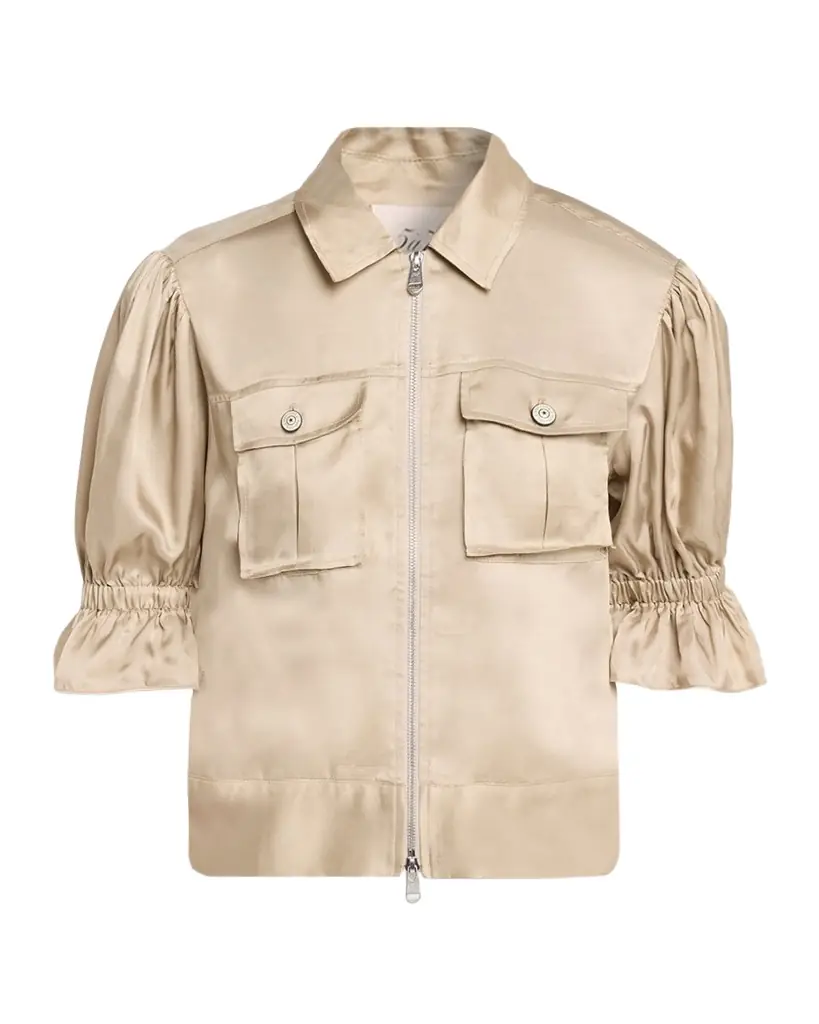 Cinq à Sept Holly Short-Sleeve Sateen Jacket | Image 1 Cinq à Sept Holly Short-Sleeve Sateen Jacket | Image 1