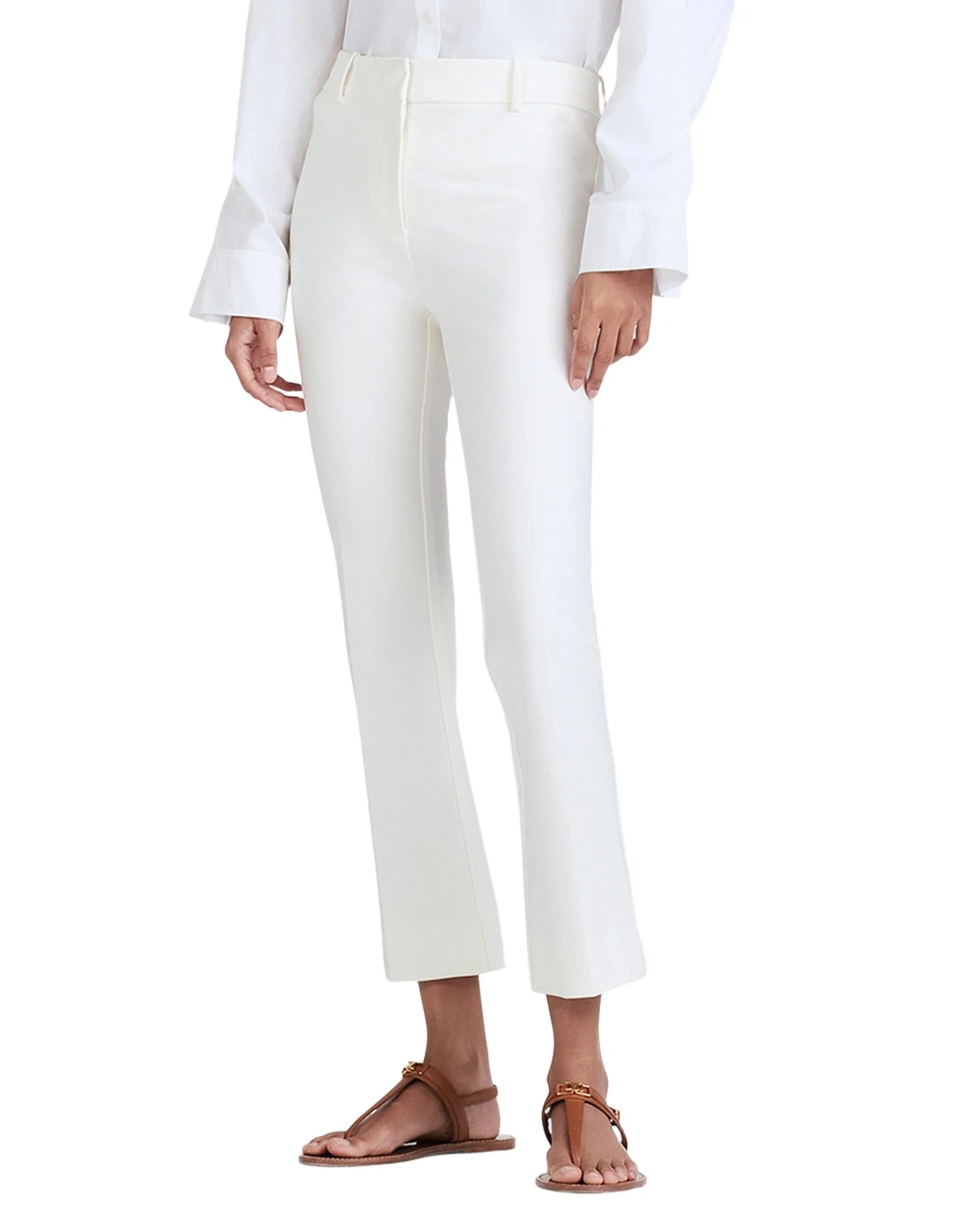 Stretch-Cotton Cropped Flare Trousers