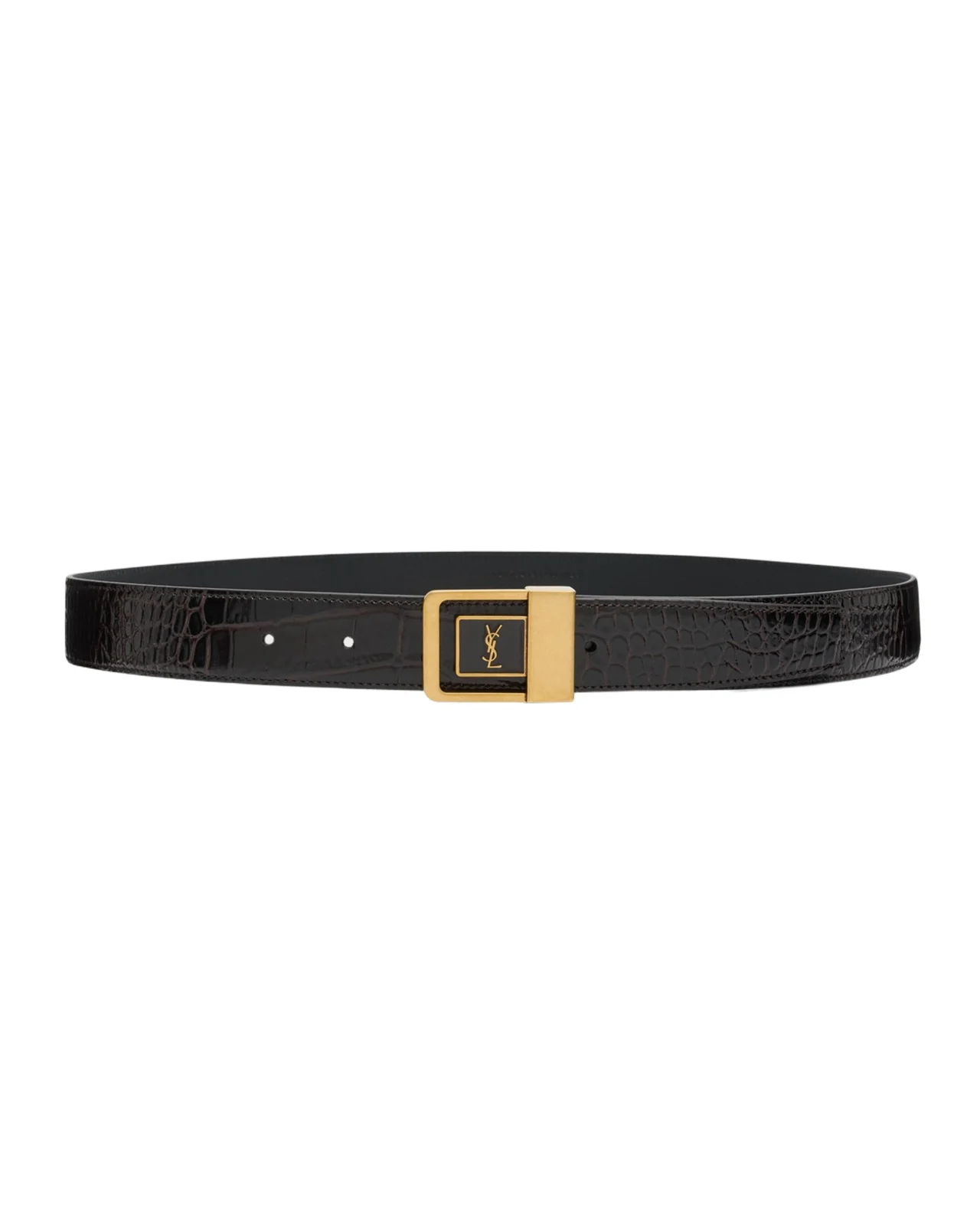 Croc-Embossed Leather Square Buckle Belt Croc-Embossed Leather Square Buckle Belt
