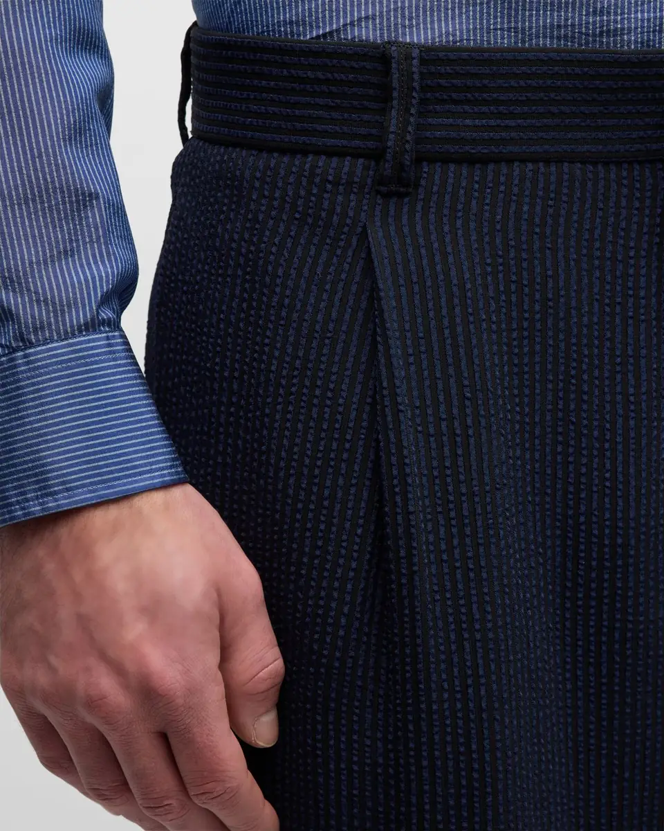 Giorgio Armani Men's Loose-Fit Seersucker Pants | Thumbnail 5