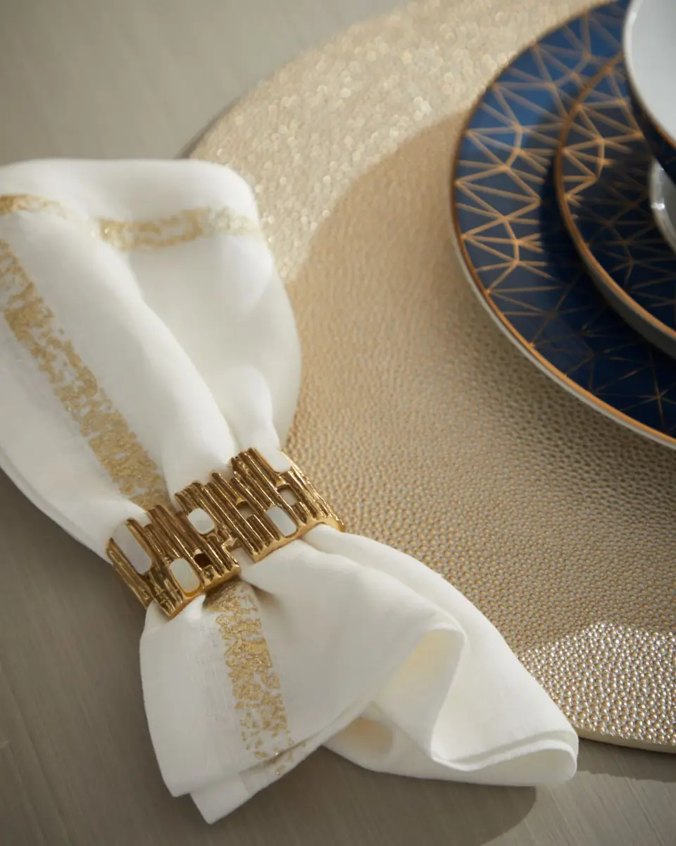 Kim Seybert Gold Matrix Napkin Ring | Thumbnail 2 Kim Seybert Gold Matrix Napkin Ring | Thumbnail 2