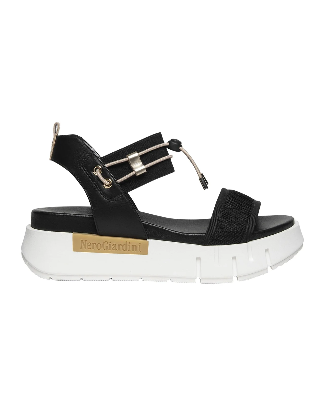 NeroGiardini Bungee Leather Flatform Sandals