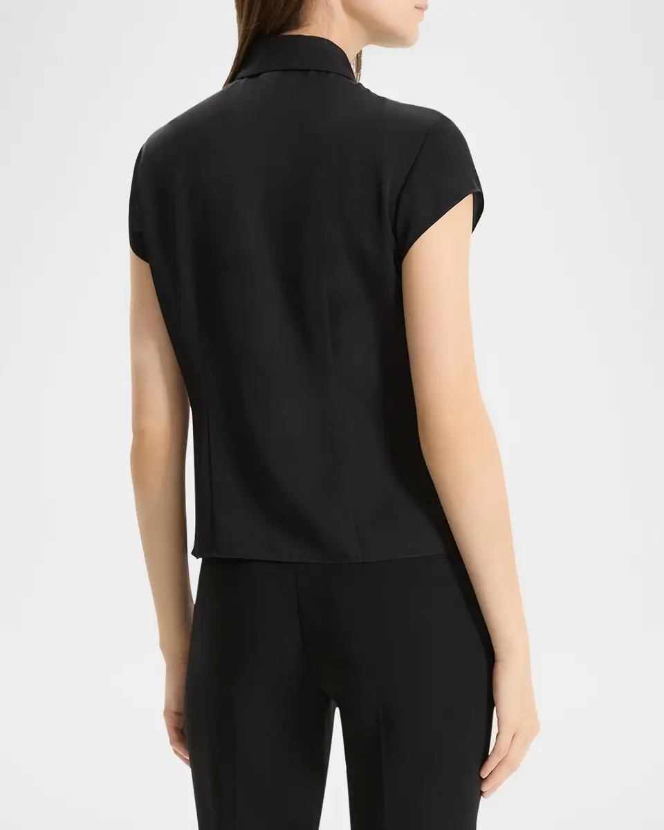 Theory Cap-Sleeve Modern Silk Georgette Blouse | Thumbnail 3 Theory Cap-Sleeve Modern Silk Georgette Blouse | Thumbnail 3
