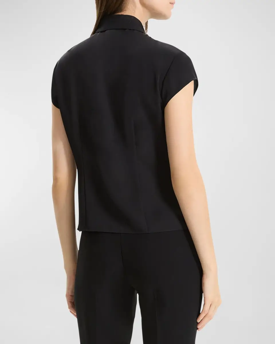Theory Cap-Sleeve Modern Silk Georgette Blouse | Thumbnail 6 Theory Cap-Sleeve Modern Silk Georgette Blouse | Thumbnail 6