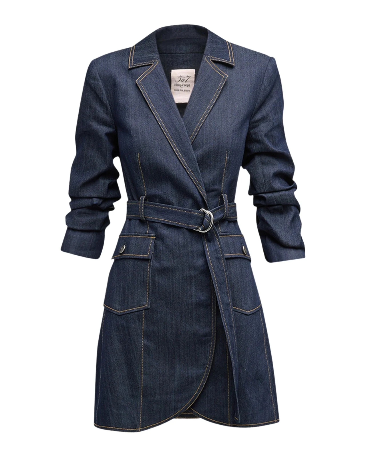 Jenessa Belted Denim Mini Wrap Shirtdress Jenessa Belted Denim Mini Wrap Shirtdress