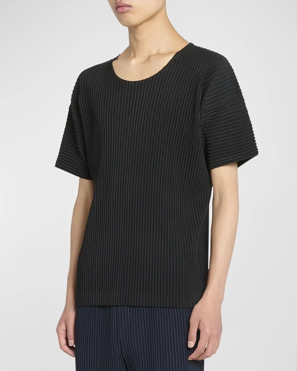 Homme Plissé Issey Miyake Men's Basics Short-Sleeve Pleated Shirt | Thumbnail 4 Homme Plissé Issey Miyake Men's Basics Short-Sleeve Pleated Shirt | Thumbnail 4