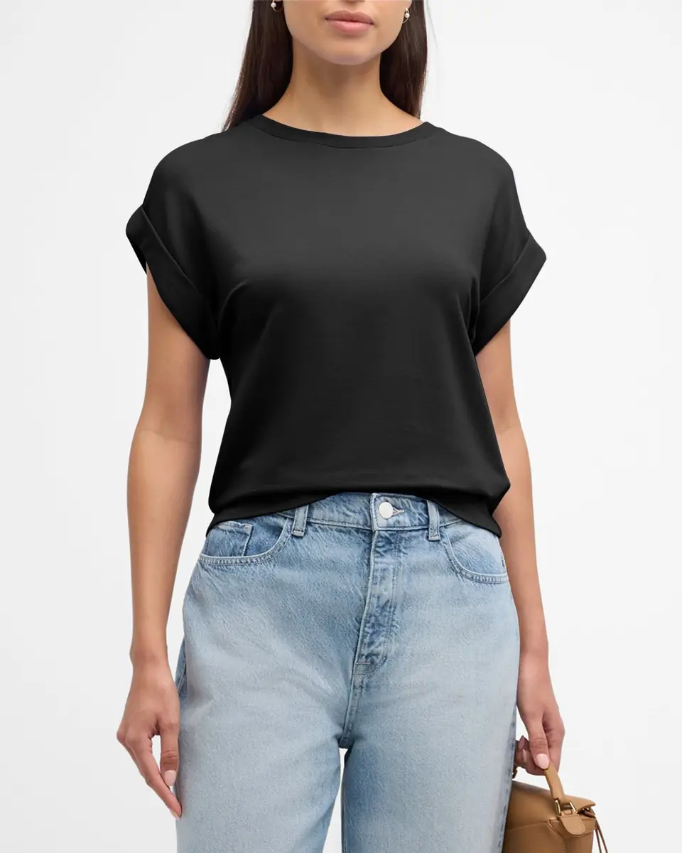 MAJESTIC FILATURES French Terry Rolled-Cuff Short-Sleeve Crewneck Tee | Thumbnail 4 MAJESTIC FILATURES French Terry Rolled-Cuff Short-Sleeve Crewneck Tee | Thumbnail 4