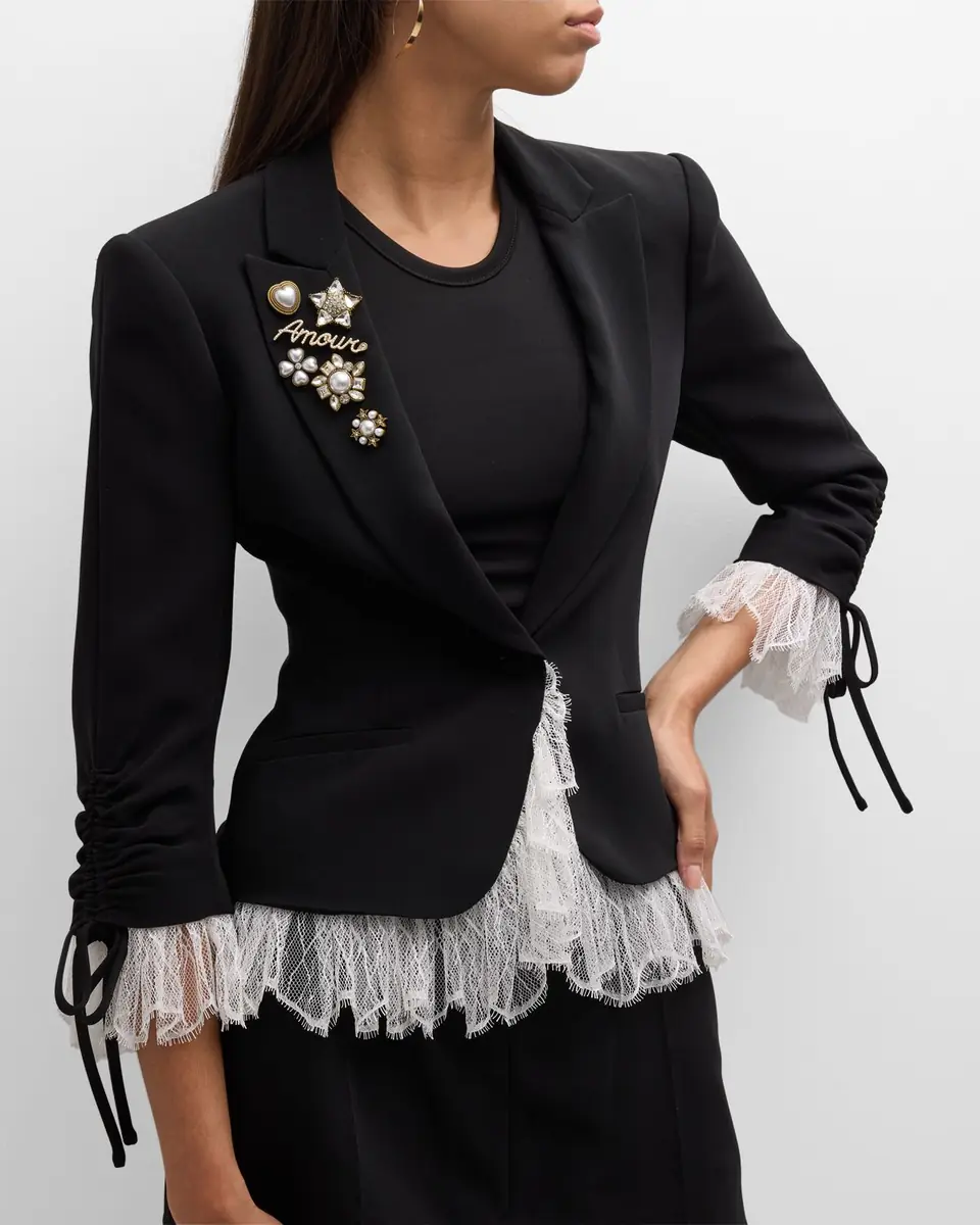 Cinq à Sept Le Petit Lace and Brooch Roxie Blazer | Thumbnail 7 Cinq à Sept Le Petit Lace and Brooch Roxie Blazer | Thumbnail 7