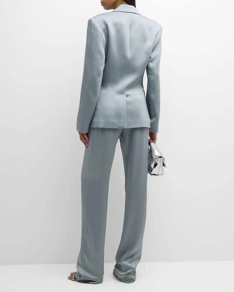 Lapointe High-Rise Belted Pleated Straight-Leg Doubleface Satin Pants | Thumbnail 4