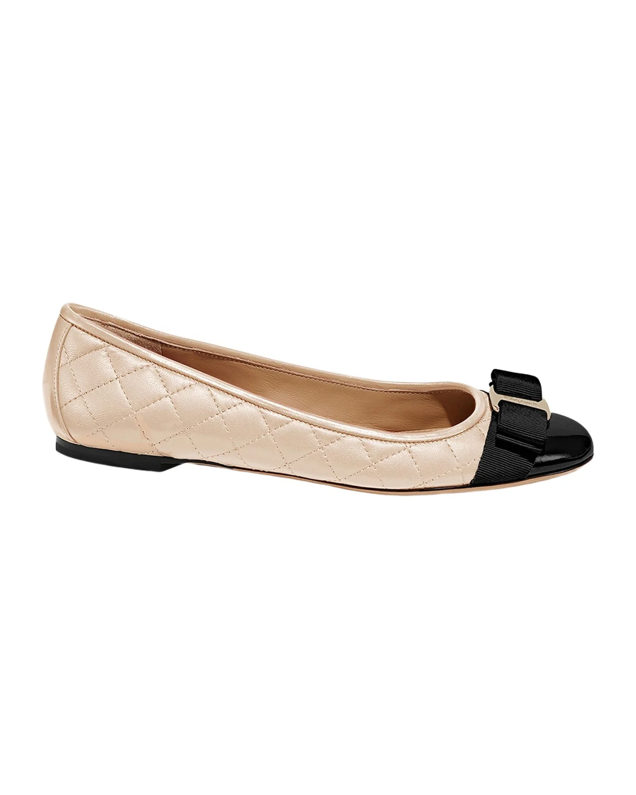 Ferragamo Varina Quilted Bow Ballerina Flats