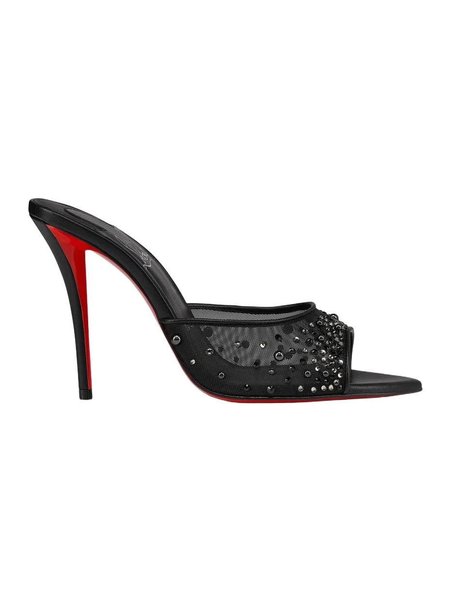 Christian Louboutin Women's Miss Z Degrasstrass Perla Mesh and Leather 100MM Mule Sandals