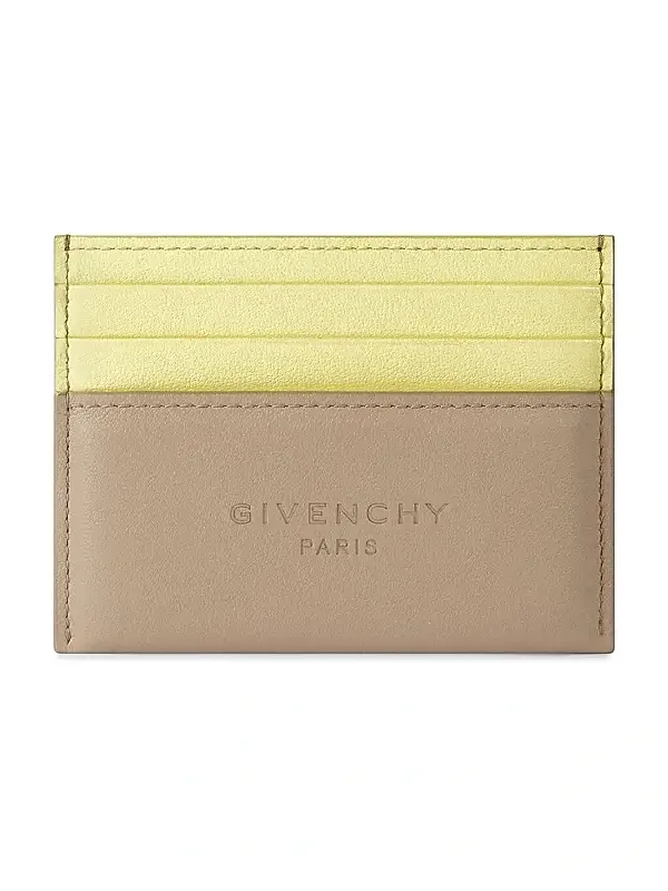 Men's Antigona Stamped Bicolored Card Holder in Leather - Beige Yellow Men's Antigona Stamped Bicolored Card Holder in Leather - Beige Yellow