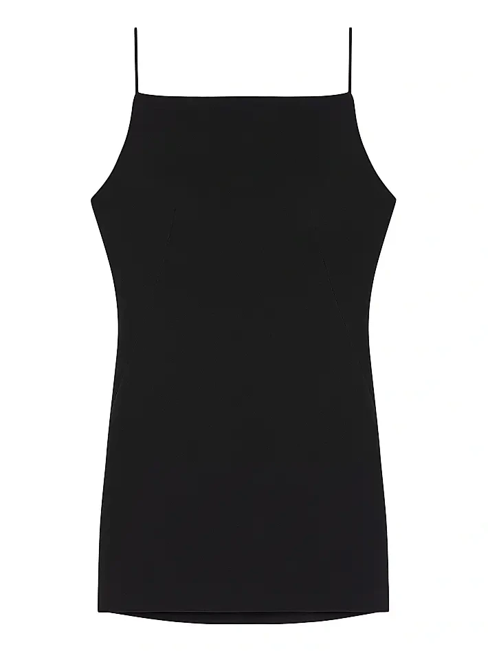 Women's Sliced Mini Dress in Crepe Cady - Black
