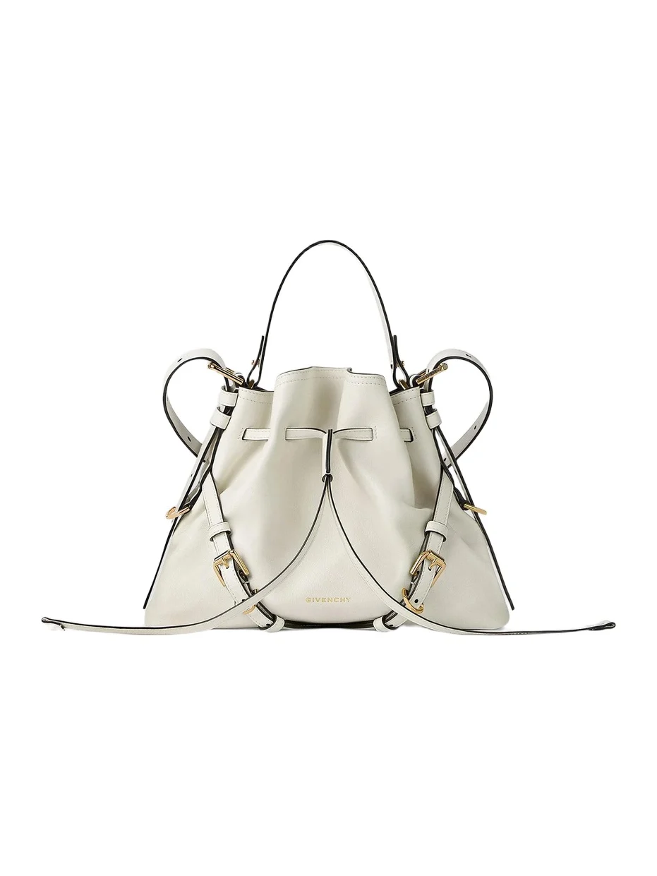 Women's Small Voyou Bucket Bag in Shiny Leather - Ivory Women's Small Voyou Bucket Bag in Shiny Leather - Ivory