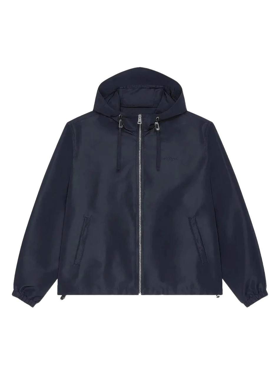 Givenchy Men's Windbreaker Jacket in Polyfaille Embroidered Paris