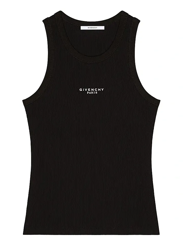Women's Slim Fit Tank Top in Cotton with Paris Print - Black Women's Slim Fit Tank Top in Cotton with Paris Print - Black