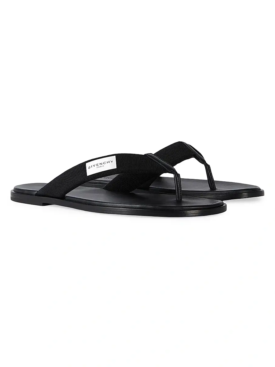 Givenchy Men's Bay Thongs in Gros Grain and Leather - Black | Thumbnail 2 Givenchy Men's Bay Thongs in Gros Grain and Leather - Black | Thumbnail 2