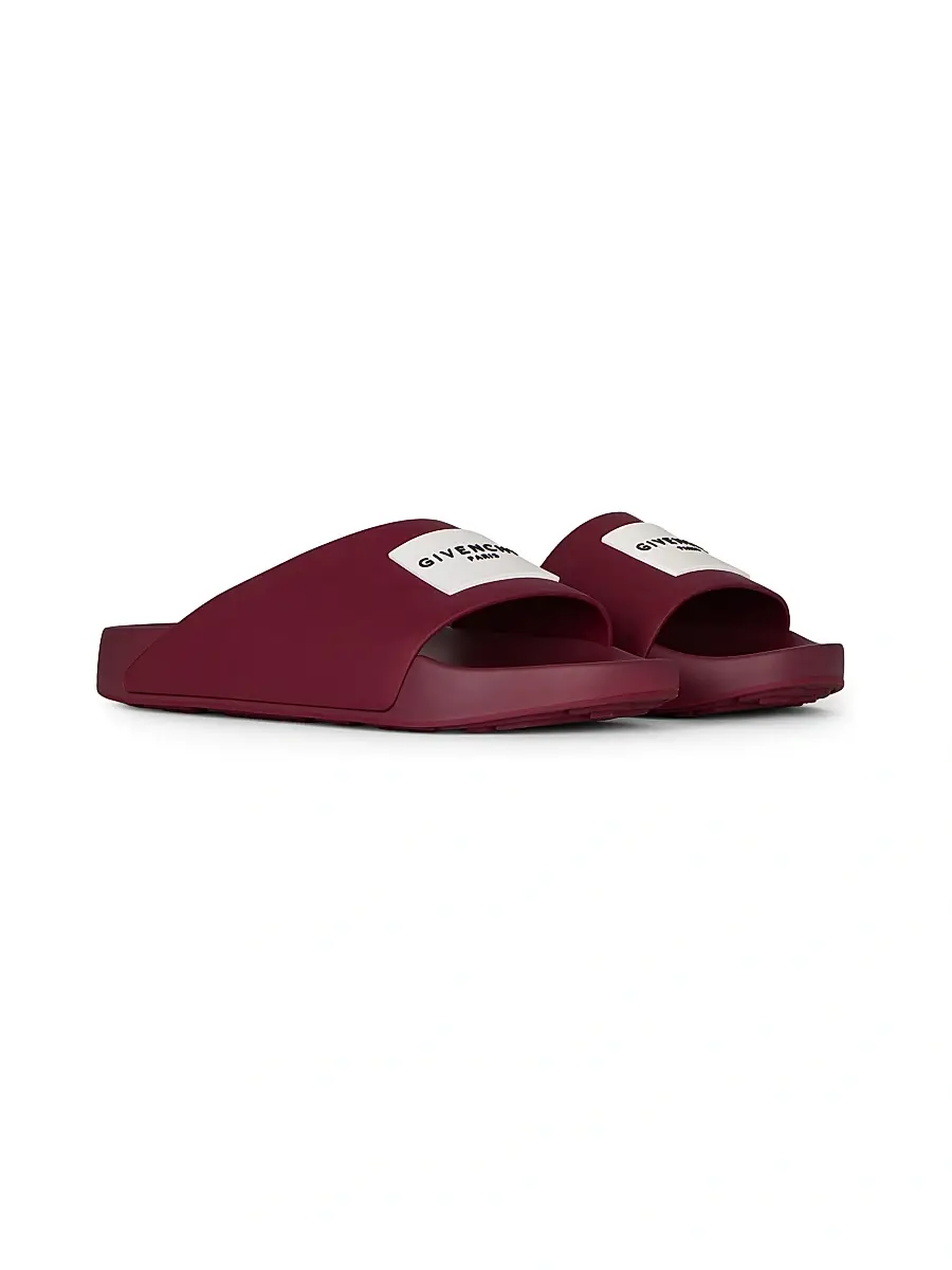 Givenchy Women's Label Flat Mules in Rubber - Red Cherry | Thumbnail 2