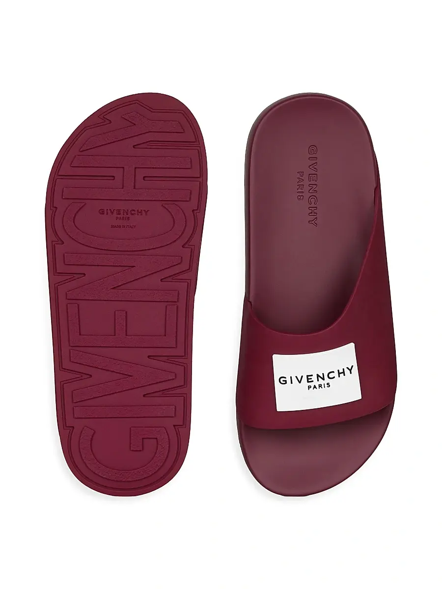 Givenchy Women's Label Flat Mules in Rubber - Red Cherry | Thumbnail 5