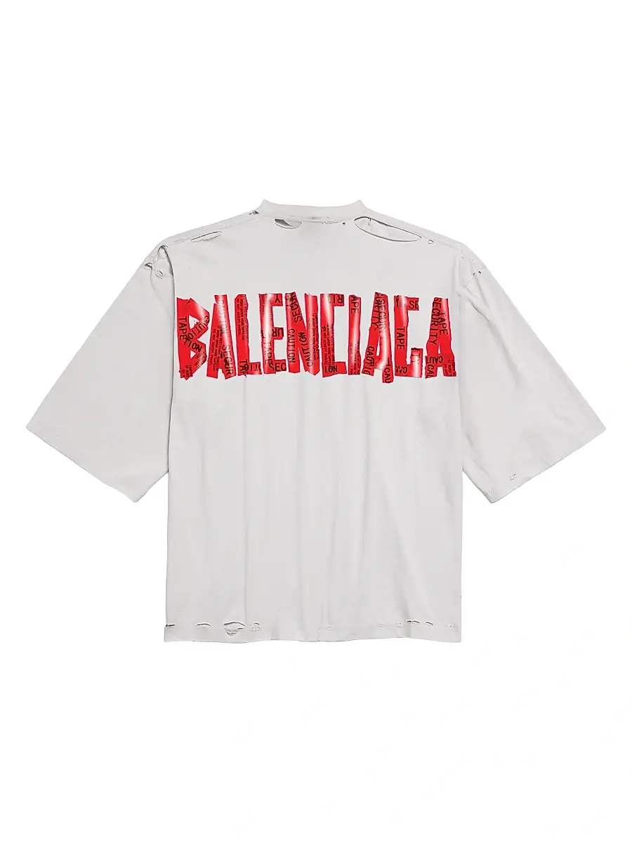 Balenciaga Men's Security Tape Logo Oversized T-Shirt | Thumbnail 2 Balenciaga Men's Security Tape Logo Oversized T-Shirt | Thumbnail 2