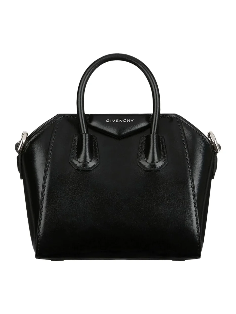 Givenchy Women's Micro Antigona Top Handle Bag in Box Leather - Black