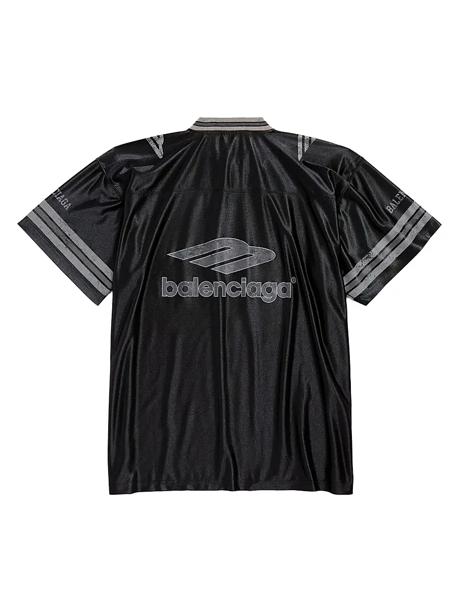Balenciaga Men's 3B Football V-Neck Oversized T-Shirt | Thumbnail 2 Balenciaga Men's 3B Football V-Neck Oversized T-Shirt | Thumbnail 2