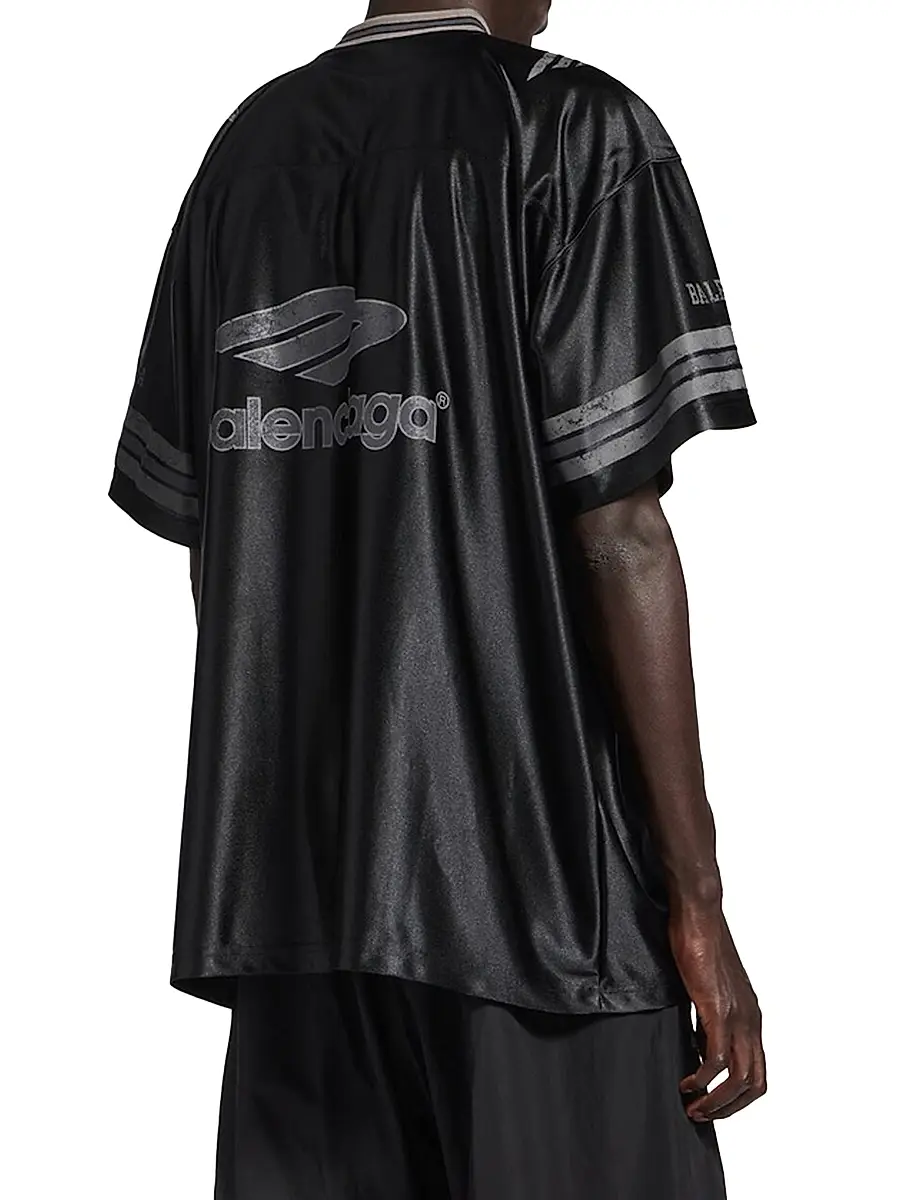 Balenciaga Men's 3B Football V-Neck Oversized T-Shirt | Thumbnail 5 Balenciaga Men's 3B Football V-Neck Oversized T-Shirt | Thumbnail 5