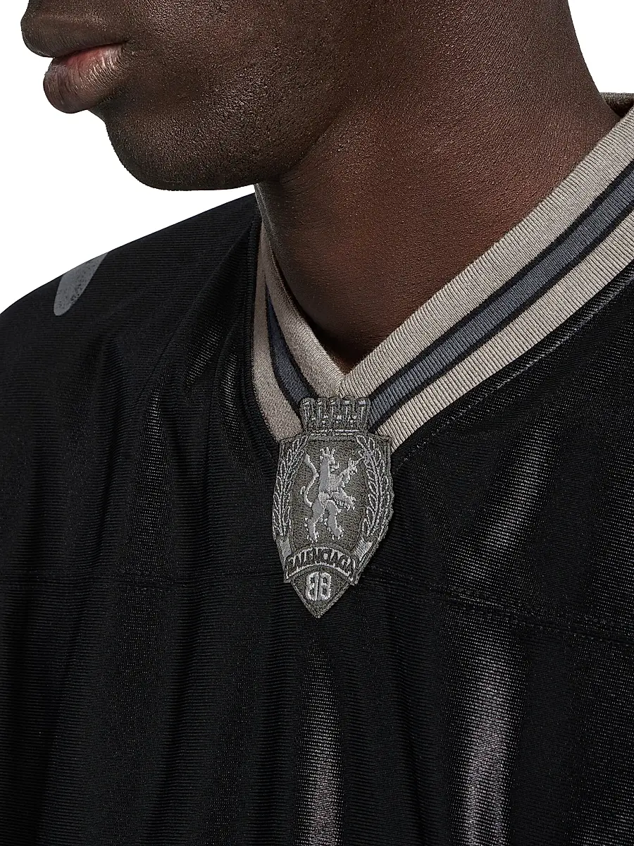 Balenciaga Men's 3B Football V-Neck Oversized T-Shirt | Thumbnail 6 Balenciaga Men's 3B Football V-Neck Oversized T-Shirt | Thumbnail 6