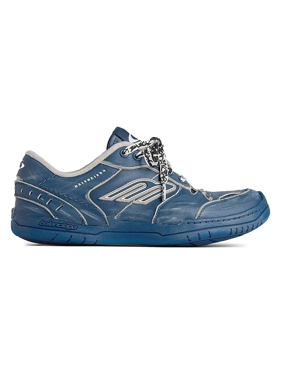 Balenciaga Men's Hamptons Medium Worn-Out Sneakers - Navy Taupe - Size 13 | Image 1 Balenciaga Men's Hamptons Medium Worn-Out Sneakers - Navy Taupe - Size 13 | Image 1