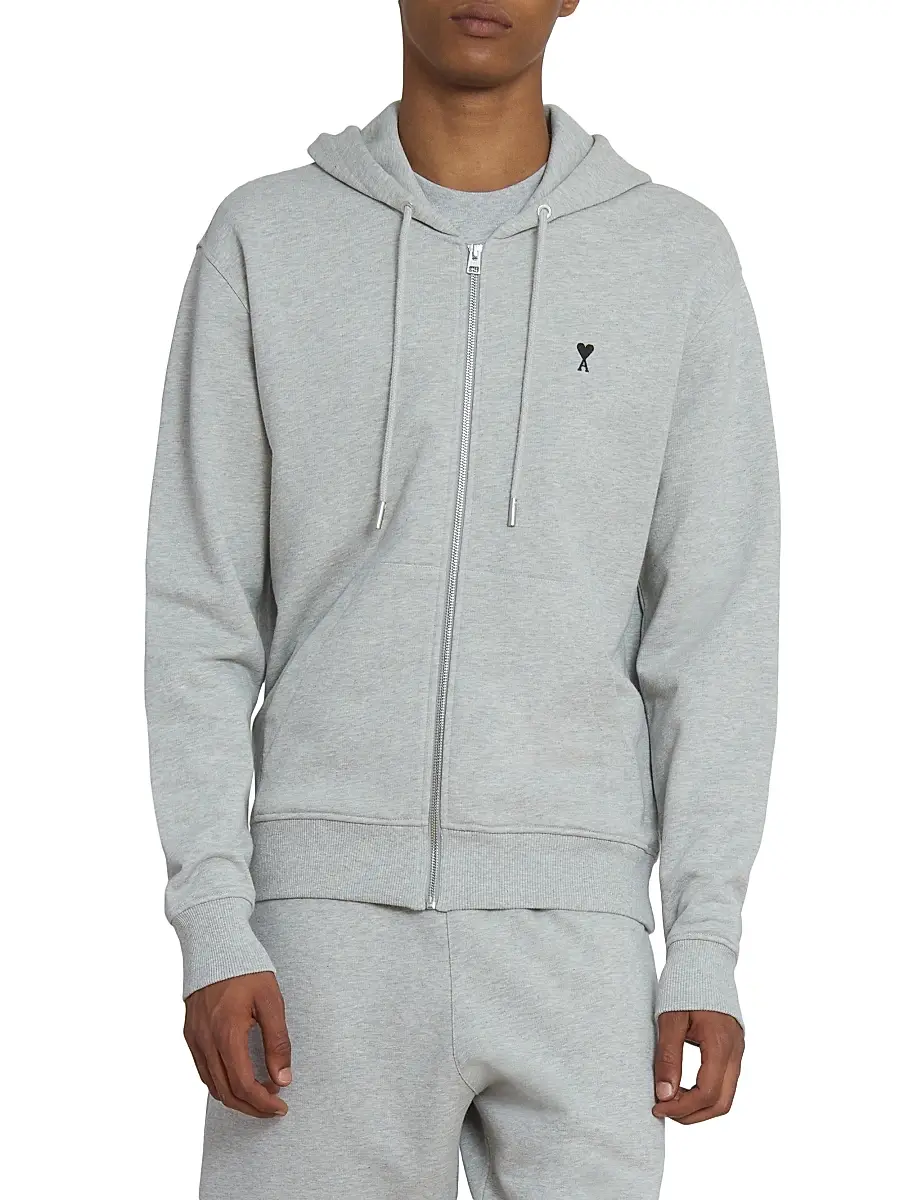 AMI PARIS Men's Ami de Coeur Cotton Zip-Front Hoodie | Thumbnail 3 AMI PARIS Men's Ami de Coeur Cotton Zip-Front Hoodie | Thumbnail 3