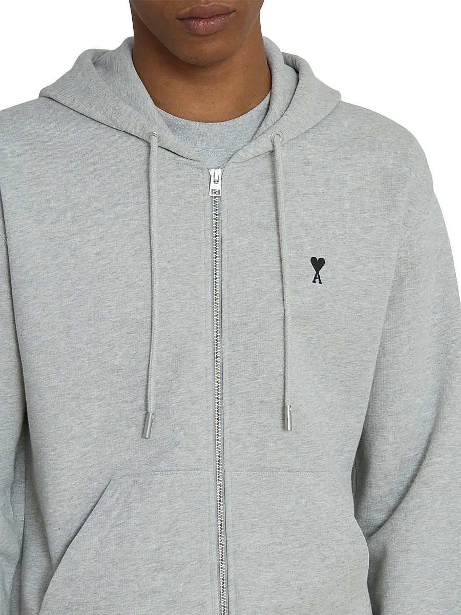 AMI PARIS Men's Ami de Coeur Cotton Zip-Front Hoodie | Thumbnail 6 AMI PARIS Men's Ami de Coeur Cotton Zip-Front Hoodie | Thumbnail 6