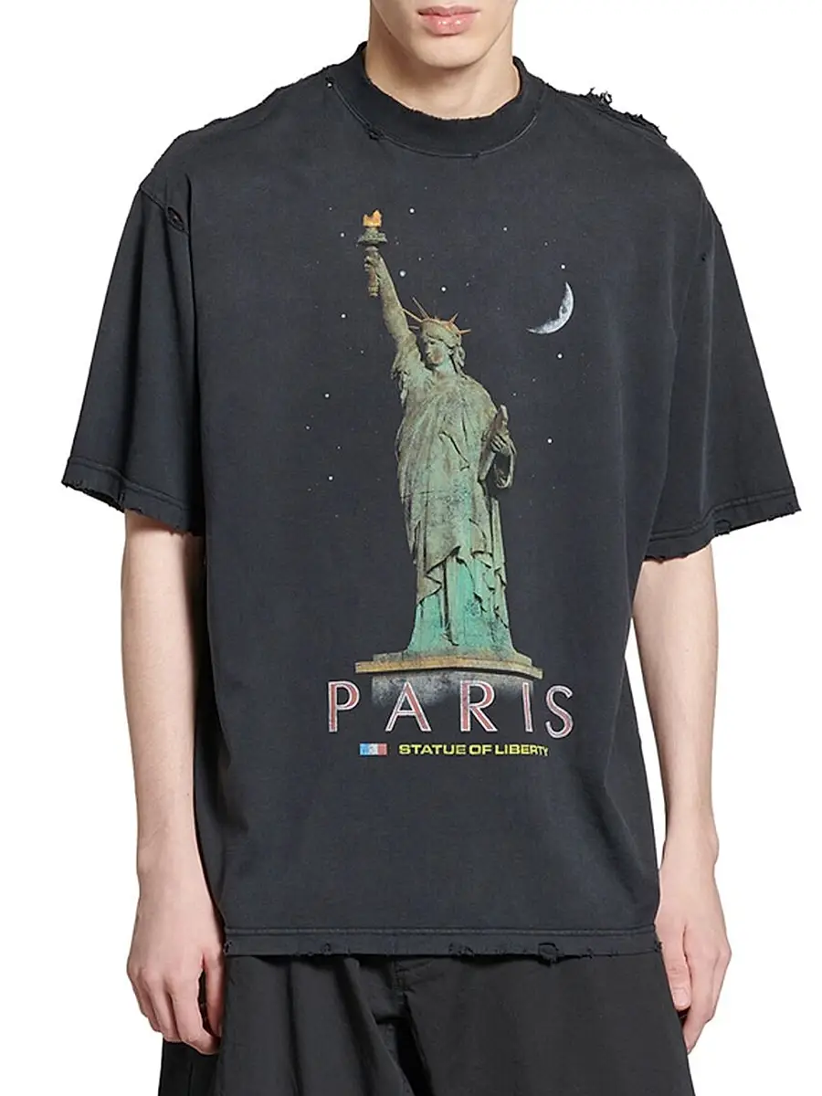 Balenciaga Unisex Paris Liberty Medium Fit T-Shirt | Thumbnail 3