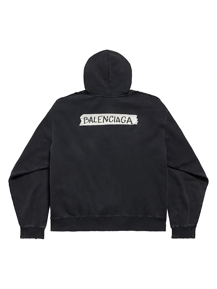 Balenciaga Men's Masking Tape Oversized Zip-Up Hoodie | Thumbnail 2 Balenciaga Men's Masking Tape Oversized Zip-Up Hoodie | Thumbnail 2