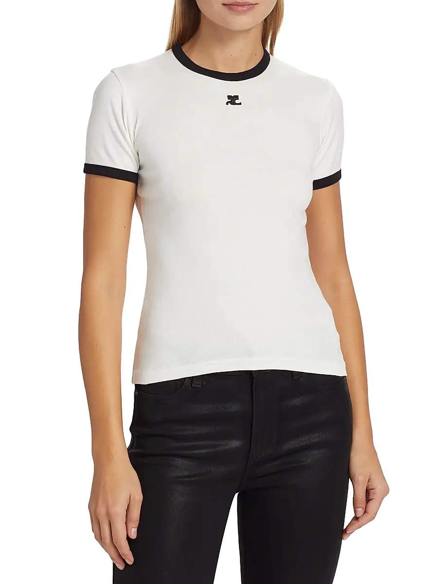 Courrèges Women's Reedition Contrast Cotton Tee | Thumbnail 3