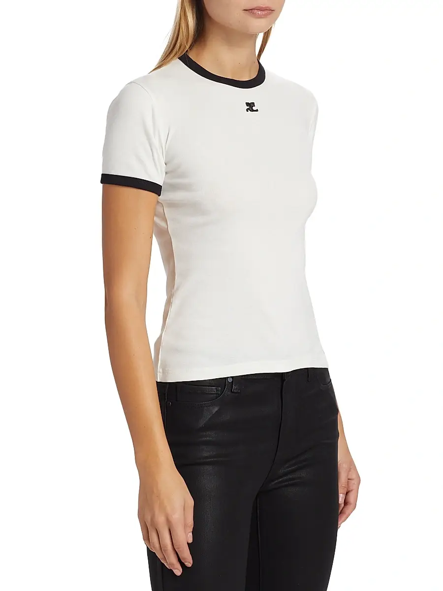 Courrèges Women's Reedition Contrast Cotton Tee | Thumbnail 4