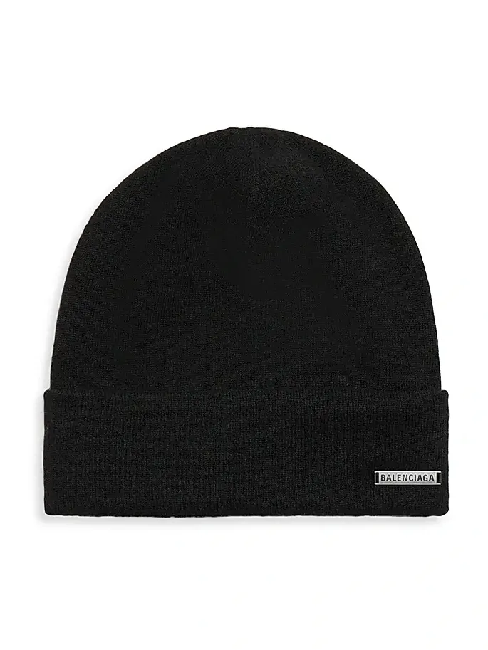 Women's Knitted Beanie in Cashmere - Black