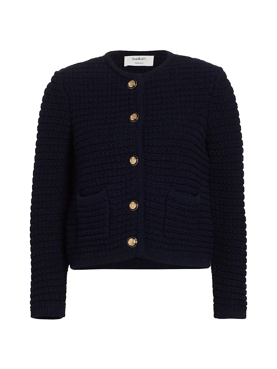 ba & sh Women's Gaspard Cotton-Blend Cardigan - Marine | Image 1 ba & sh Women's Gaspard Cotton-Blend Cardigan - Marine | Image 1
