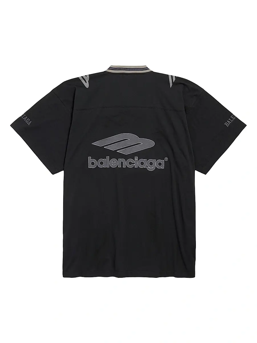 Balenciaga Men's 3B Football V-Neck Oversized T-Shirt | Thumbnail 2 Balenciaga Men's 3B Football V-Neck Oversized T-Shirt | Thumbnail 2