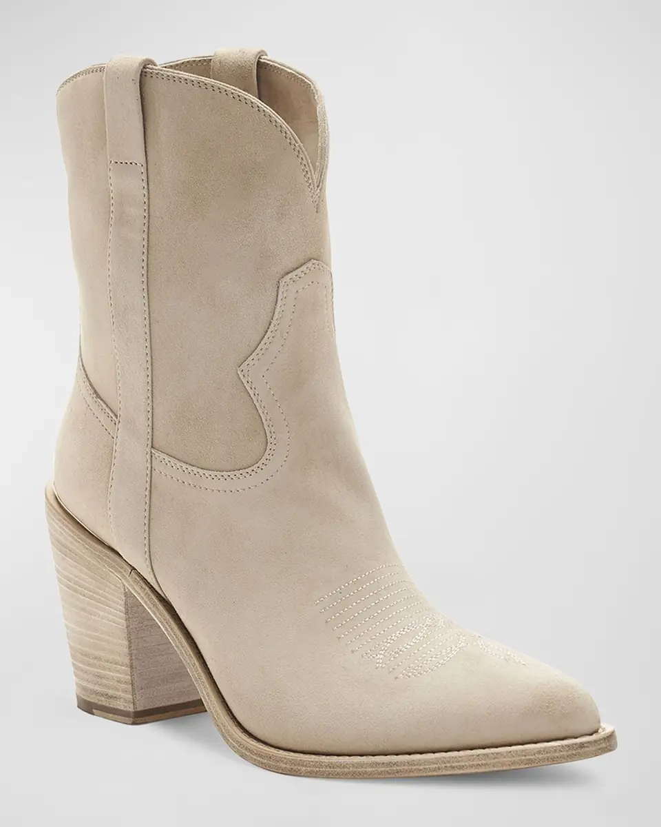 Partlow Leigh Anne Suede Western Ankle Booties | Thumbnail 3 Partlow Leigh Anne Suede Western Ankle Booties | Thumbnail 3
