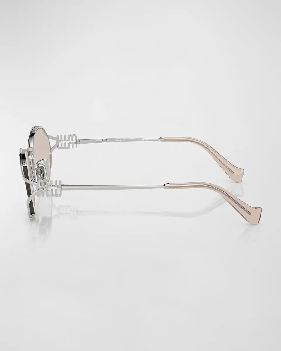 Miu Miu Logo Metal Oval Sunglasses | Thumbnail 2 Miu Miu Logo Metal Oval Sunglasses | Thumbnail 2