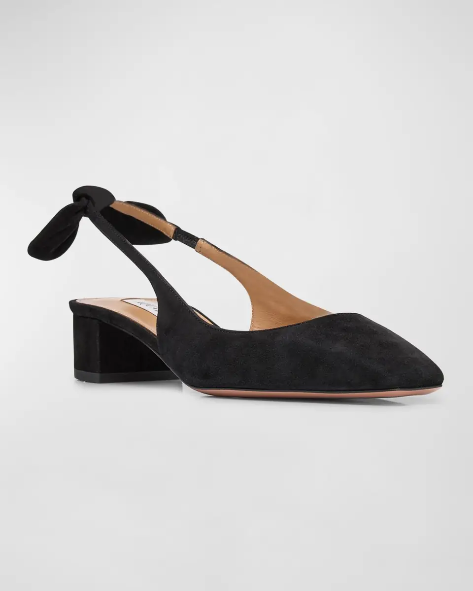 Aquazzura Suede Bow Slingback Ballerina Pumps | Thumbnail 2 Aquazzura Suede Bow Slingback Ballerina Pumps | Thumbnail 2