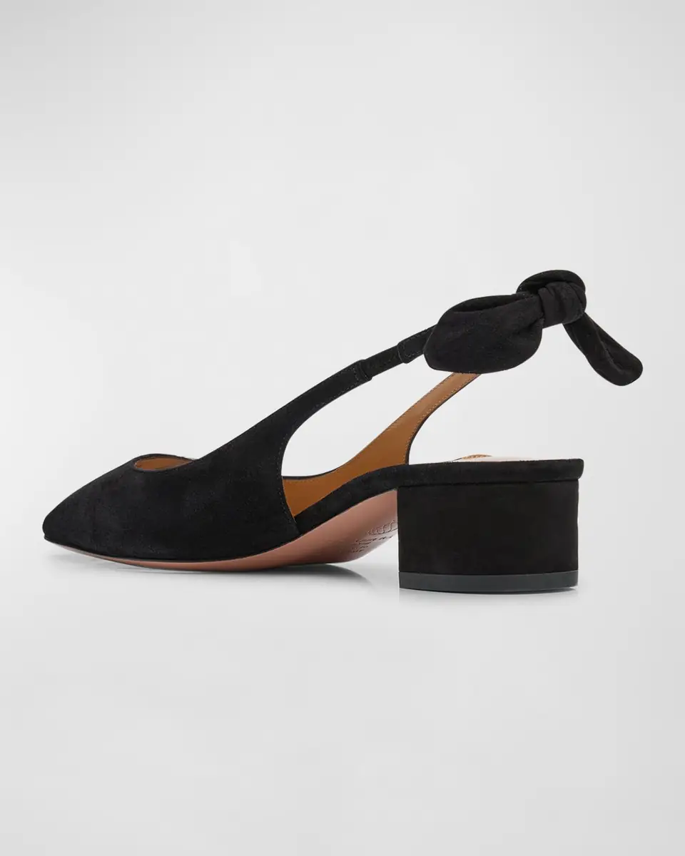 Aquazzura Suede Bow Slingback Ballerina Pumps | Thumbnail 3 Aquazzura Suede Bow Slingback Ballerina Pumps | Thumbnail 3