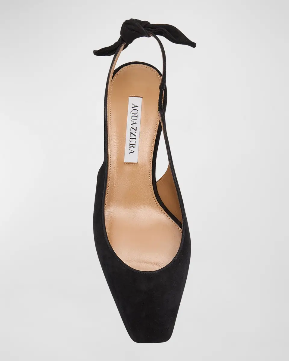 Aquazzura Suede Bow Slingback Ballerina Pumps | Thumbnail 4 Aquazzura Suede Bow Slingback Ballerina Pumps | Thumbnail 4