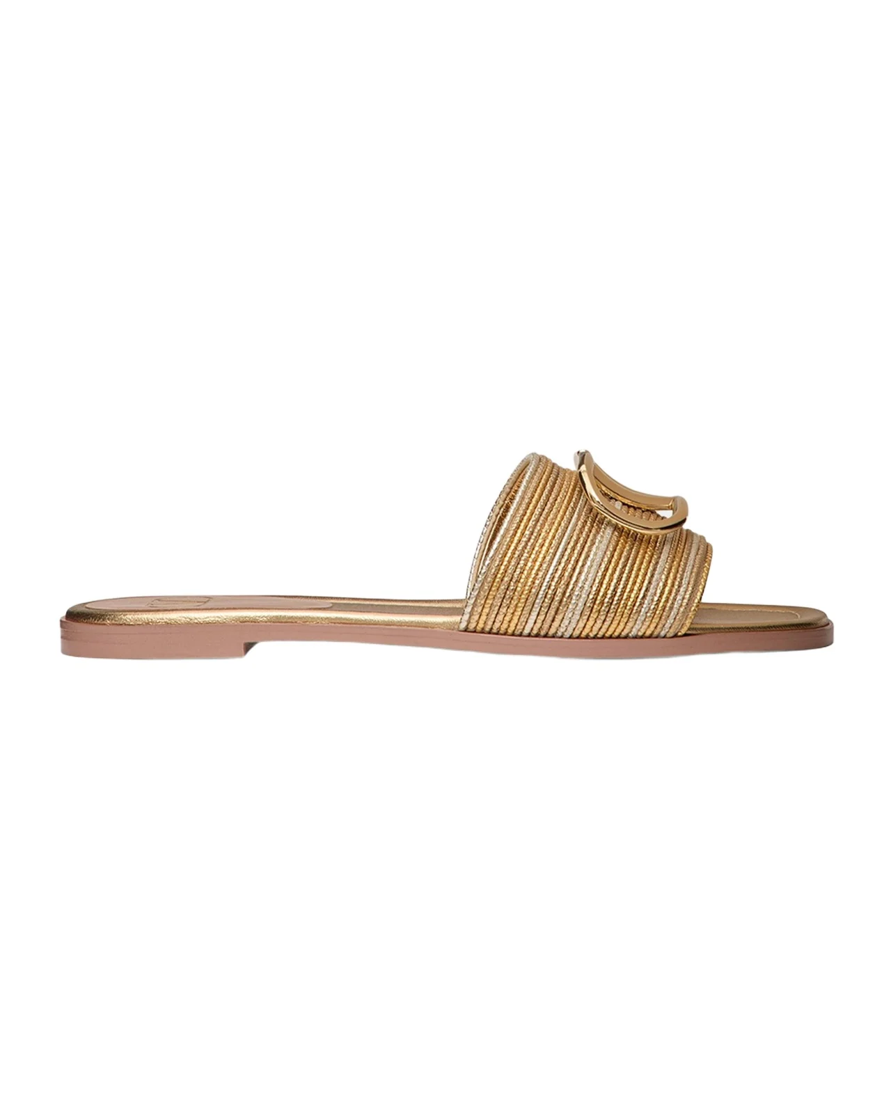 VLogo Metallic Flat Slide Sandals