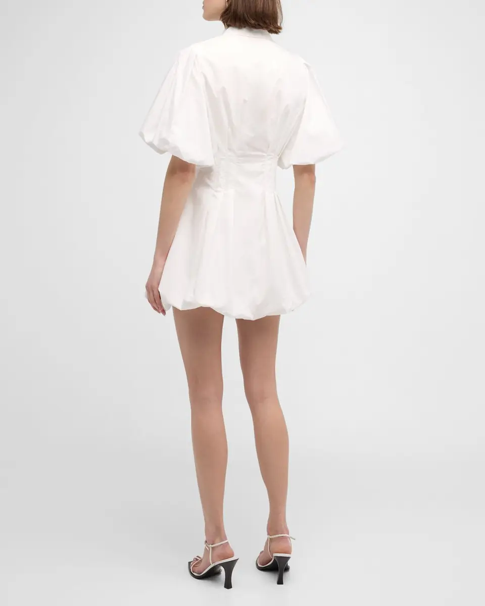Simkhai Cleo Polin Balloon-Sleeve Pleated Mini Dress | Thumbnail 4