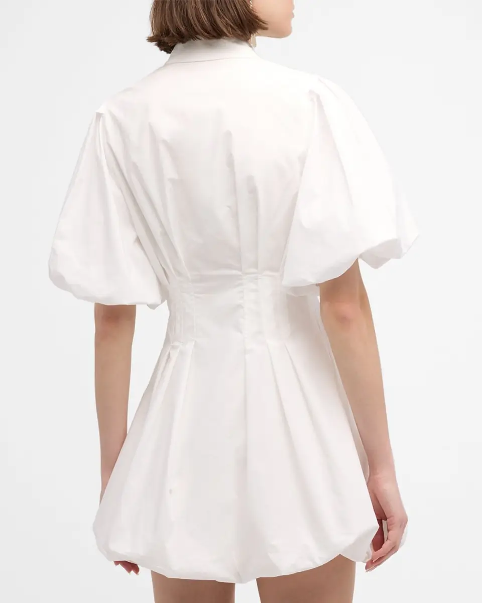 Simkhai Cleo Polin Balloon-Sleeve Pleated Mini Dress | Thumbnail 6