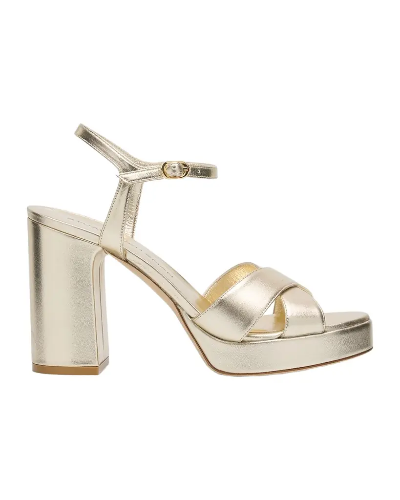 Stuart Weitzman Dayna Metallic Crisscross Platform Sandals | Image 1 Stuart Weitzman Dayna Metallic Crisscross Platform Sandals | Image 1