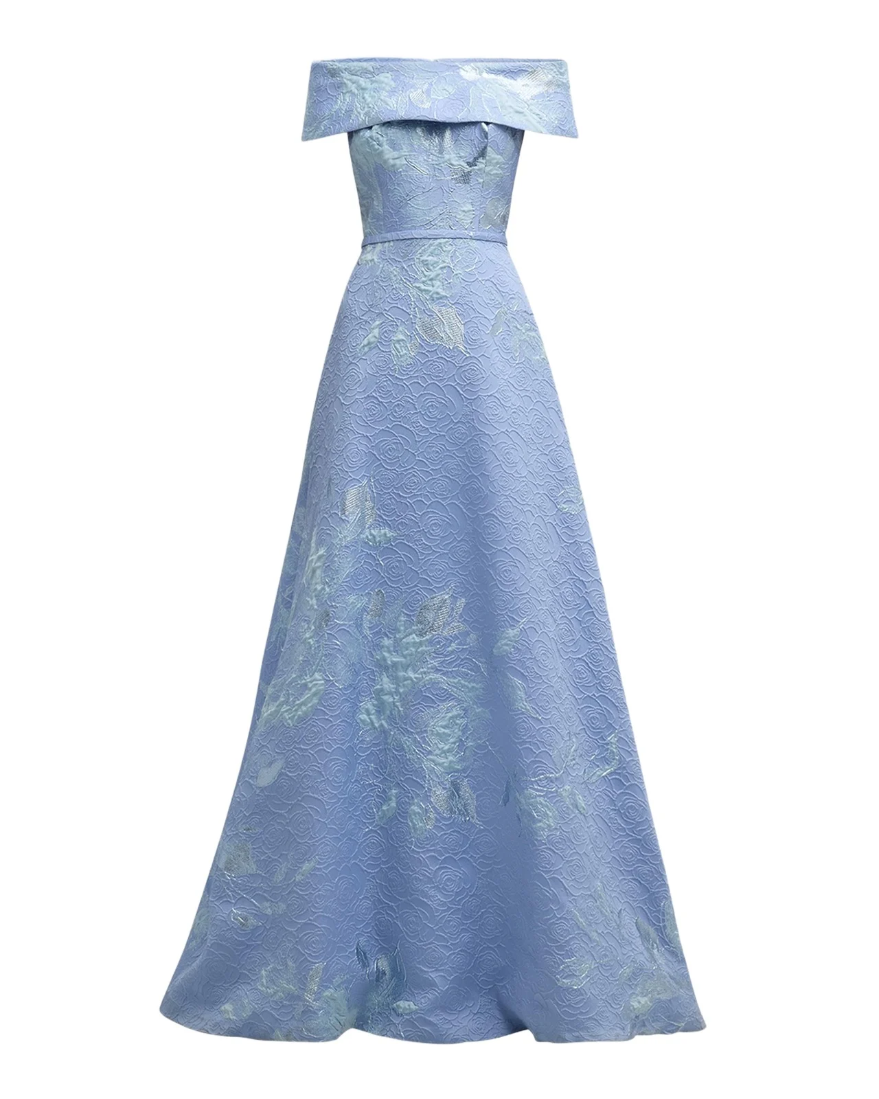 Off-Shoulder Metallic Flower Jacquard Gown Off-Shoulder Metallic Flower Jacquard Gown