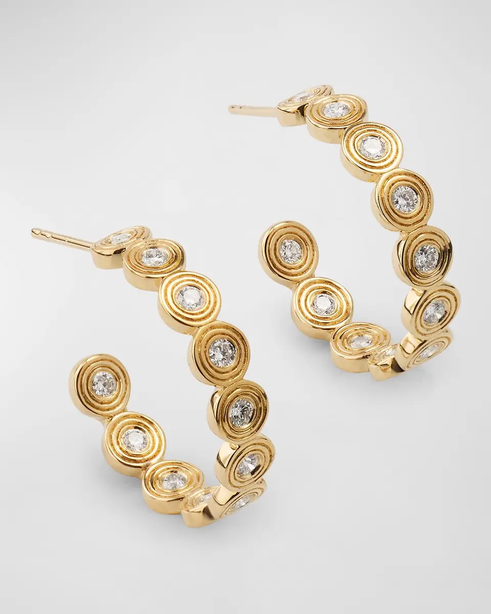 Sydney Evan 14k Gold Fluted Diamond Earrings | Thumbnail 3